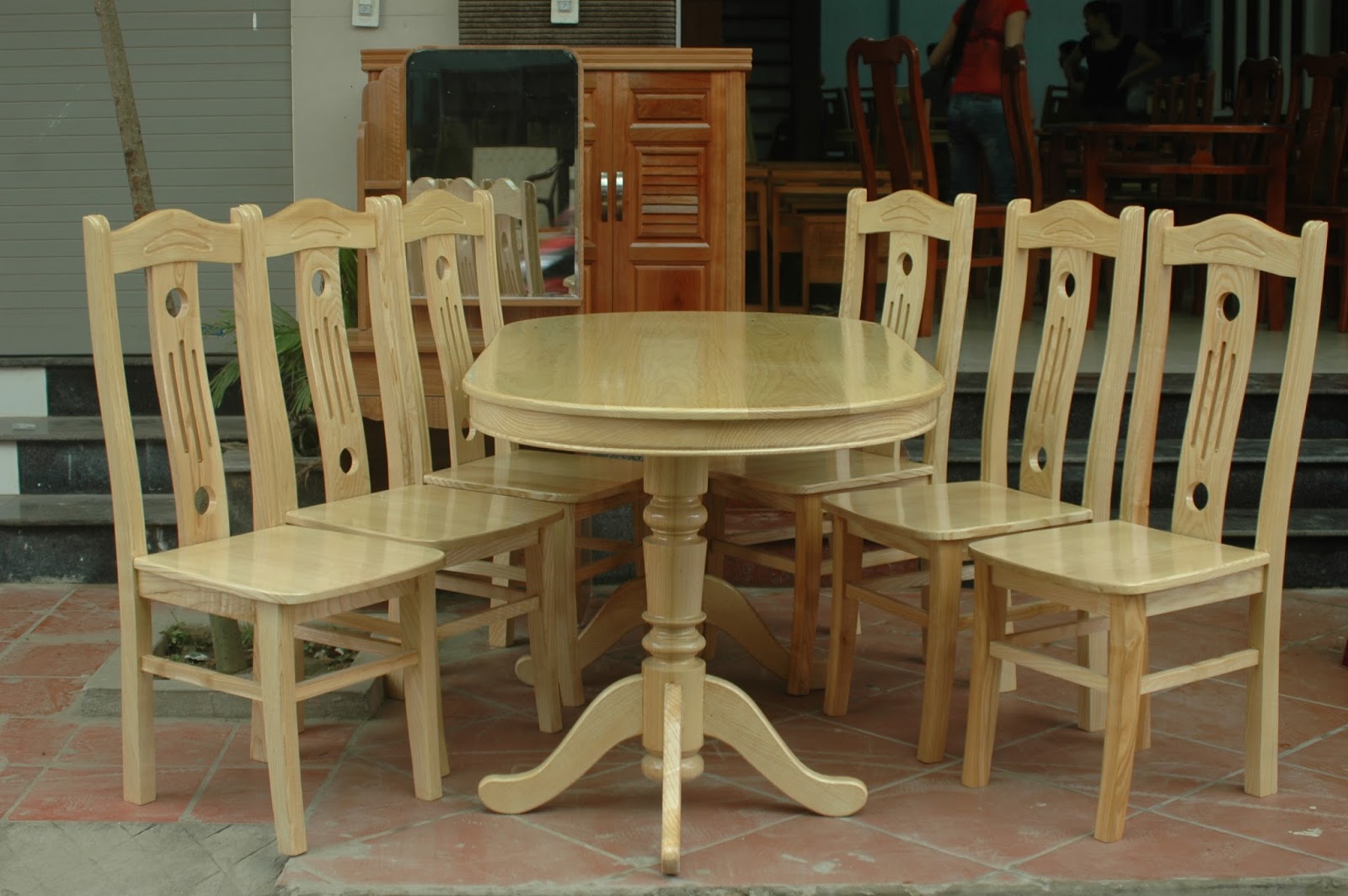 bàn ghế ăn gỗ sồi nga